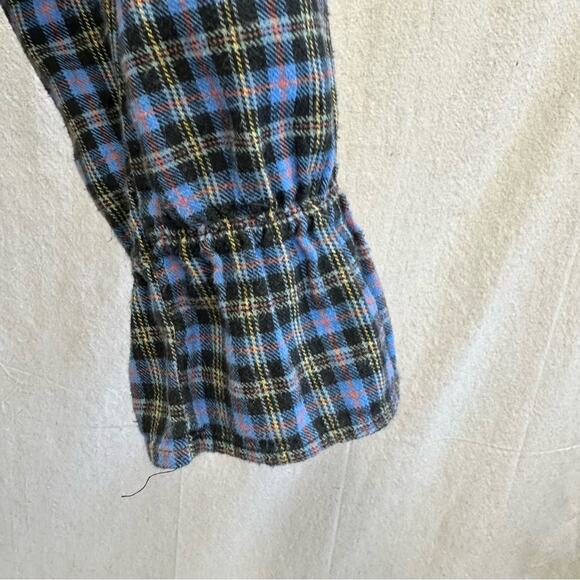 Stefano vintage 90s flannel plaid off the shoulder cropped peasant top medium - Picture 9 of 14